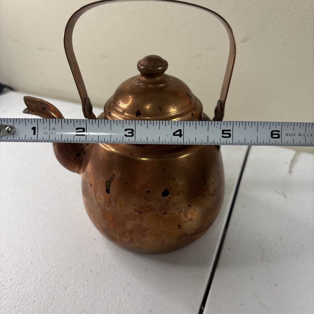 Vintage Small Copper OPA Helsinki Finland Teapot Tea Kettle With Patina - Picture 7 of 7